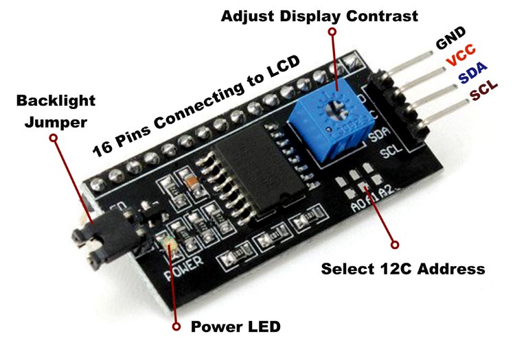 I2c serial interface adapter module for lcd app 
