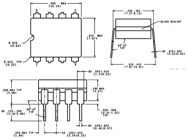 LM358双运算放大器IC 2D模型